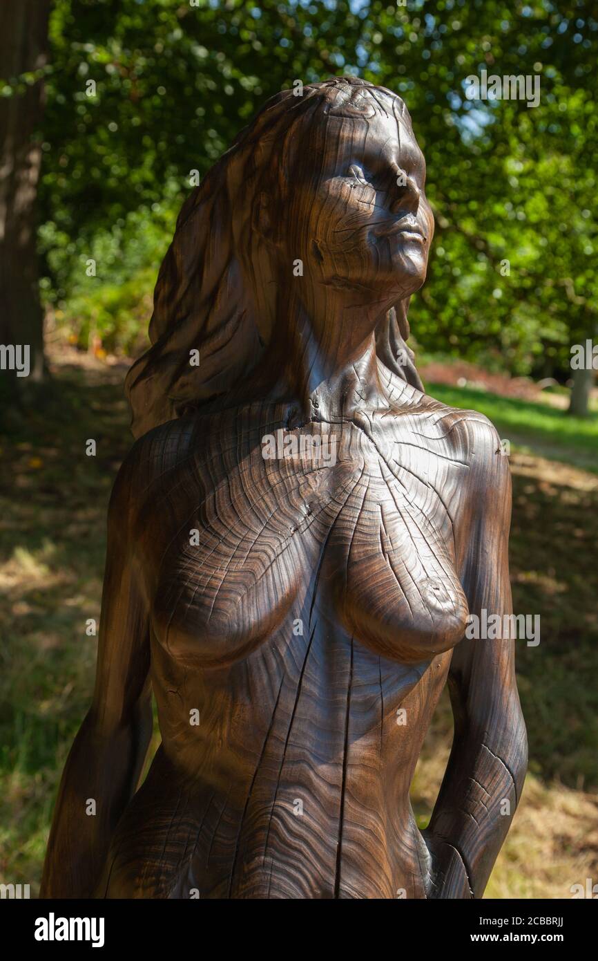 Doddington Hall, sculture in metallo tagliato, tagliato a mano, figure da giardino naturale, statue, spazio pubblico, sculture, arte, modello in ottone. Foto Stock