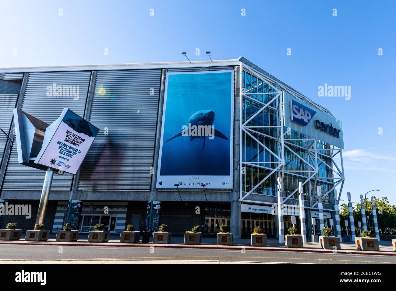Il centro SAP 'Shark Tank' in San Jose California Silican Squadra di hockey Valley Ice Foto Stock