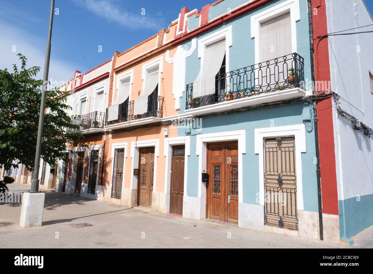 Case colorate a Valencia, Spagna. Foto Stock