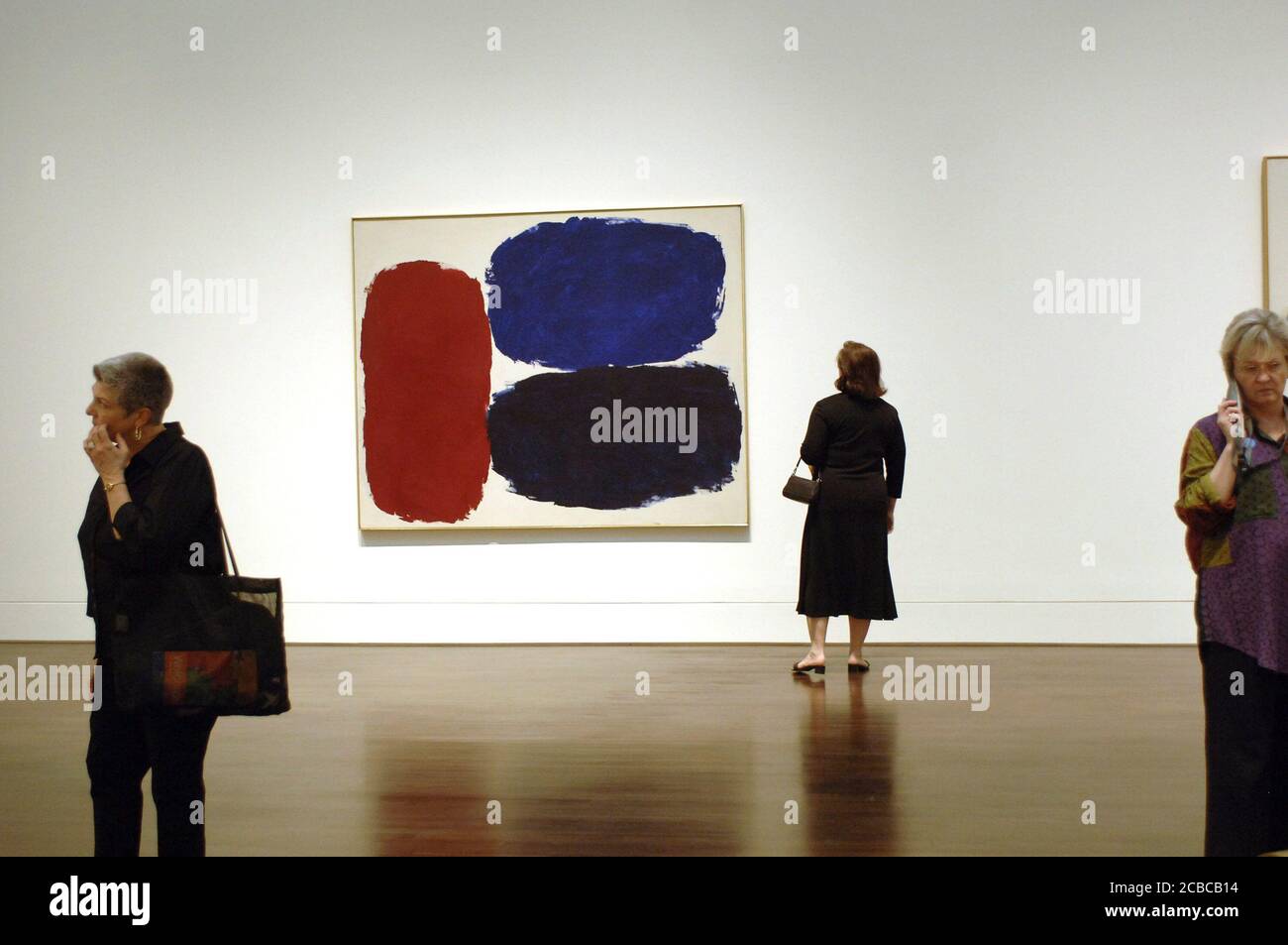 Austin, Texas USA, aprile 2006: I visitatori potranno ammirare le opere d'arte durante i festeggiamenti di inaugurazione al Blanton Museum of Art della University of Texas. Il Blanton ha richiesto oltre un decennio di pianificazione e costruzione e ha attirato una grande folla durante il suo primo fine settimana. ©Bob Daemmrich Foto Stock