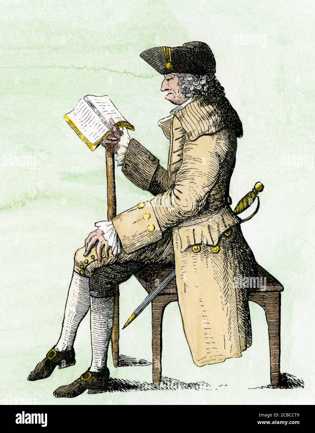 James Oglethorpe in età avanzata, 1785. Taglio in legno colorato a mano Foto Stock