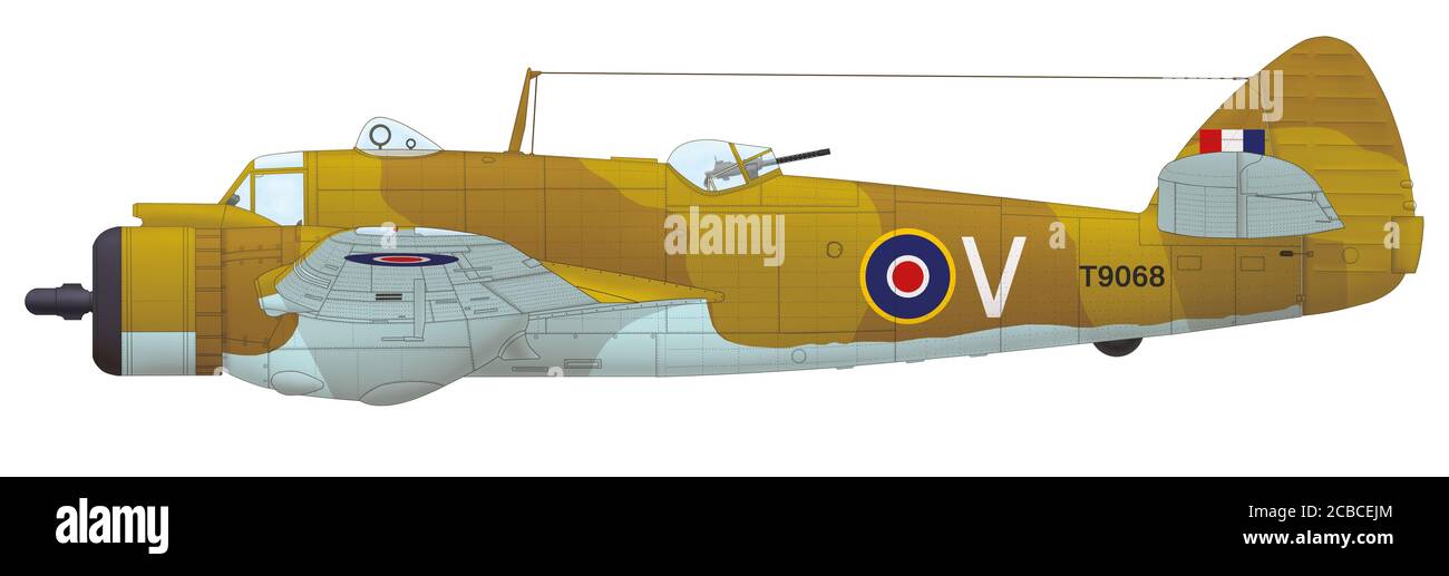 Bristol Beaufighter Mk VIC (T9068) del No. 272 Squadron RAF, Malta, 1943 Foto Stock