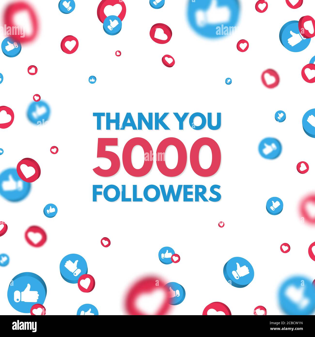 Grazie 5000 seguaci sfondo con caduta mi piace e pollici su icona. Concetto di social media. Poster dei risultati. Festeggia il nuovo numero 5k di subscr Illustrazione Vettoriale