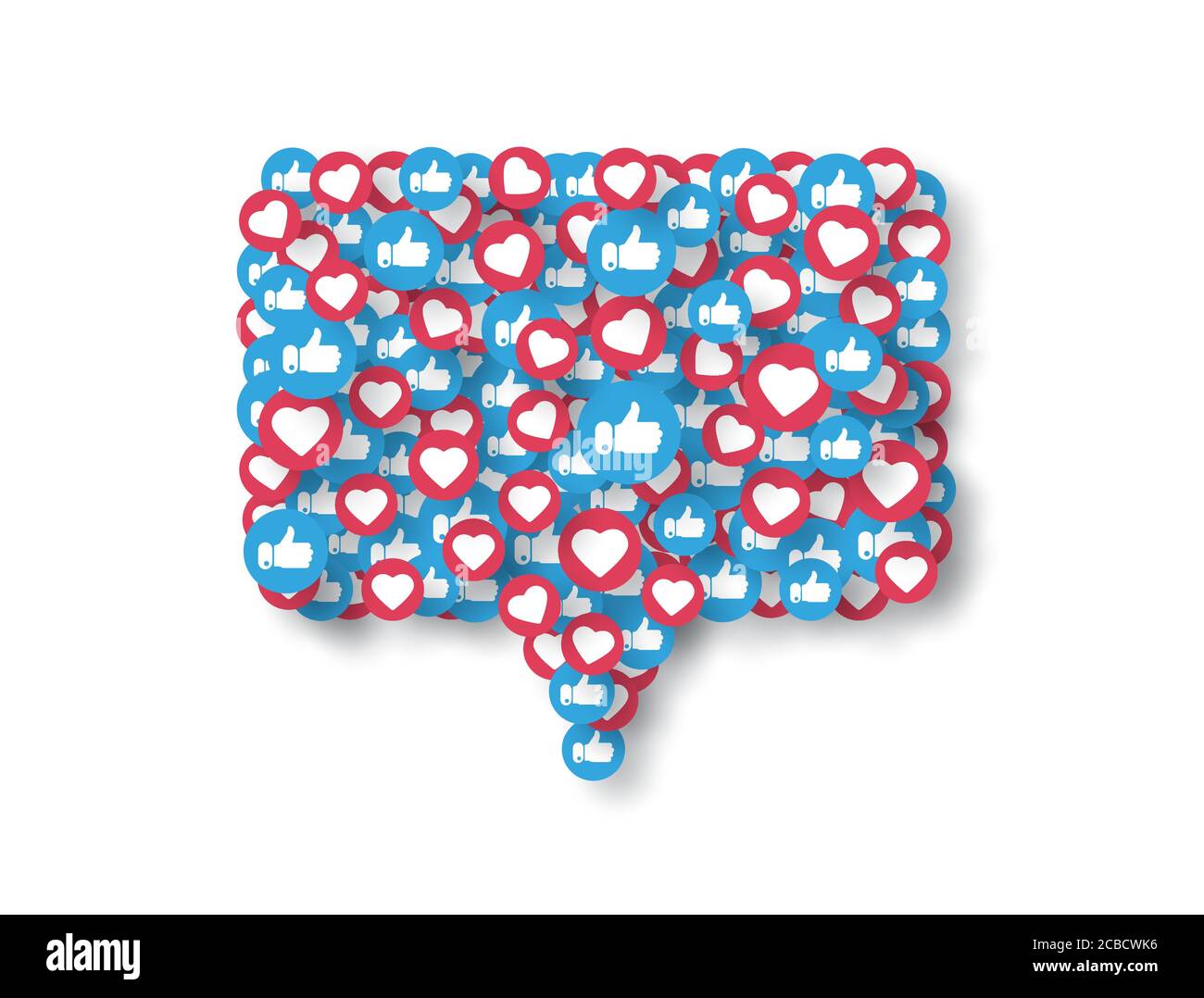 Come, pollici verso l'alto le icone nella forma di notifica del messaggio. Elementi dei social media isolati su sfondo bianco. Simbolo del social network. Illustrazione vettoriale. Illustrazione Vettoriale