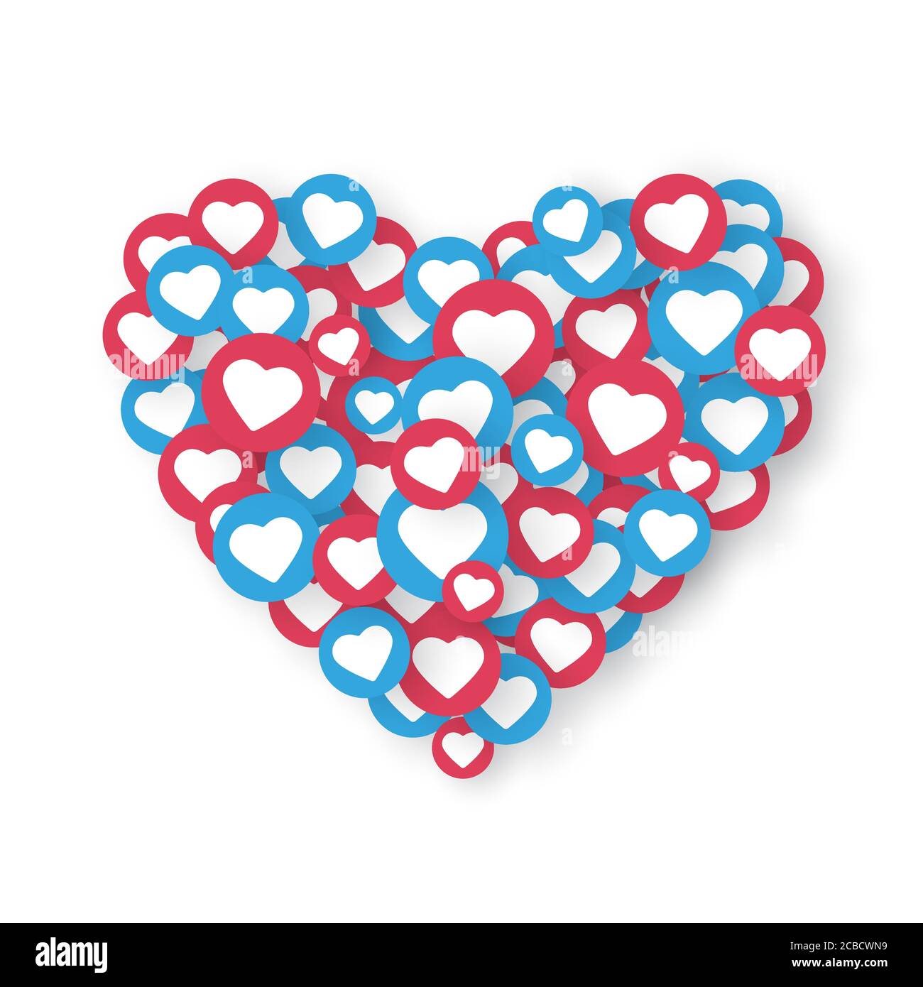 Come icone a forma di cuore isolate su sfondo bianco. Elementi dei social media. Icone di notifica del contatore. Simbolo del social network. Illustrazione vettoriale. Illustrazione Vettoriale