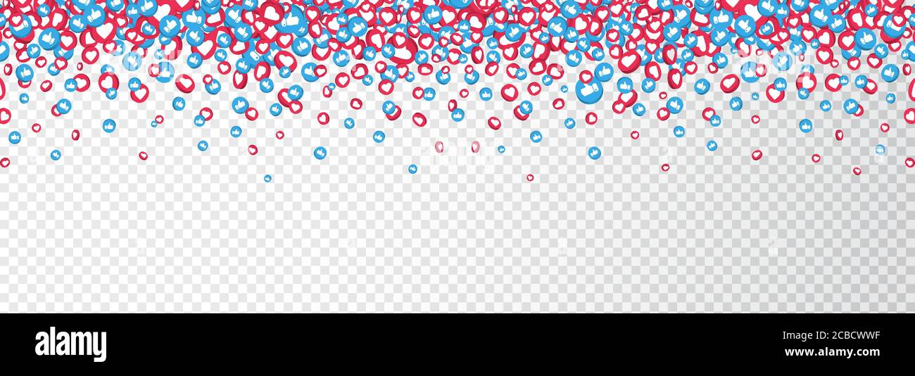 Come e pollici su icone cornice isolato su sfondo trasparente. confine con i social network 3d. Icone di notifica del contatore. Elementi di progettazione dei social media. Illustrazione Vettoriale