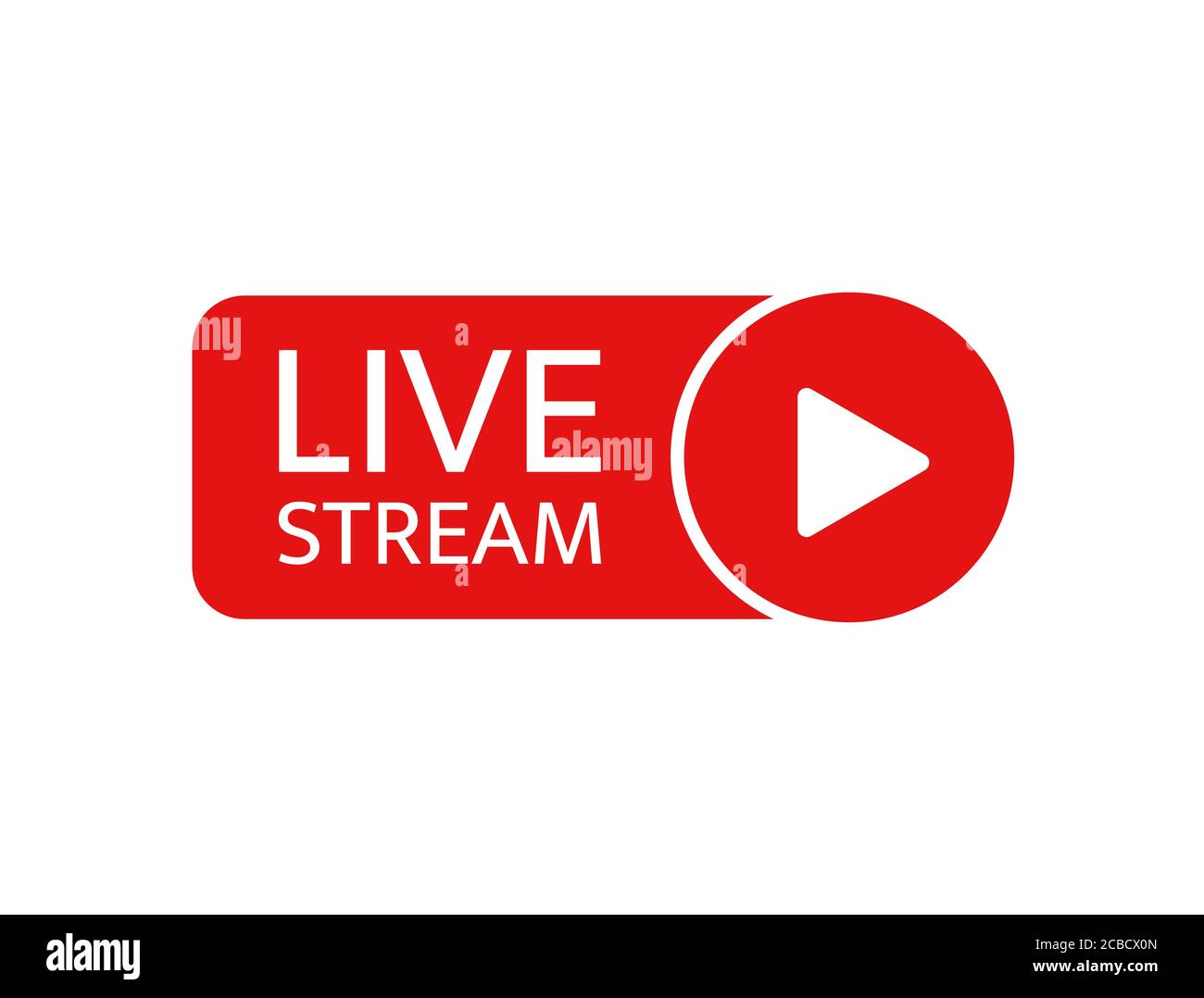 Adesivo Live stream. Live streaming, video, simbolo delle notizie su sfondo bianco. Modello di social media. Trasmissione, streaming online. Pulsante Riproduci. Sociale n Illustrazione Vettoriale