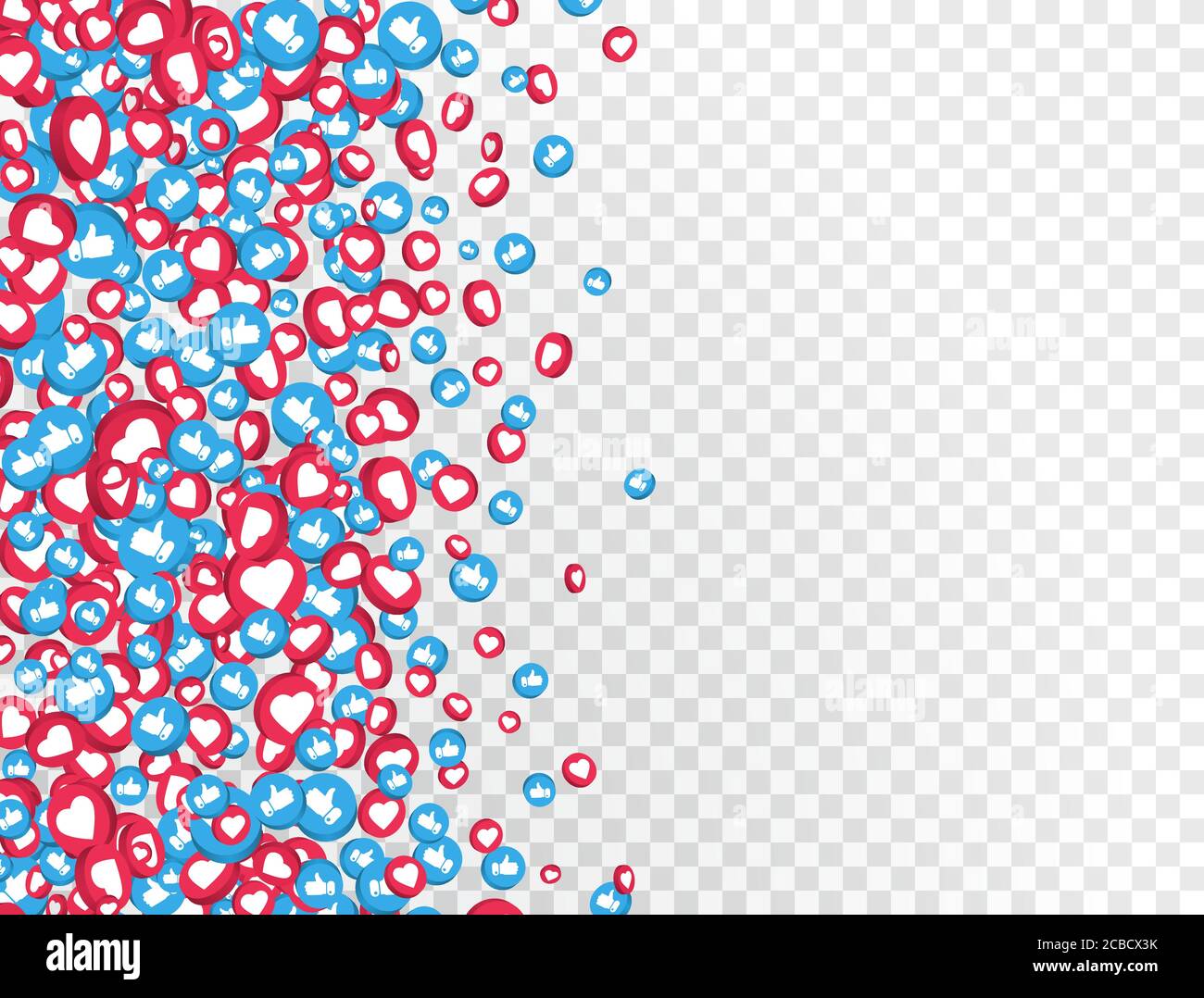 3d mi piace e mostra le icone per lo streaming live e la chat video. Simbolo del social network su sfondo trasparente. Notifica contatore. Social media e Illustrazione Vettoriale