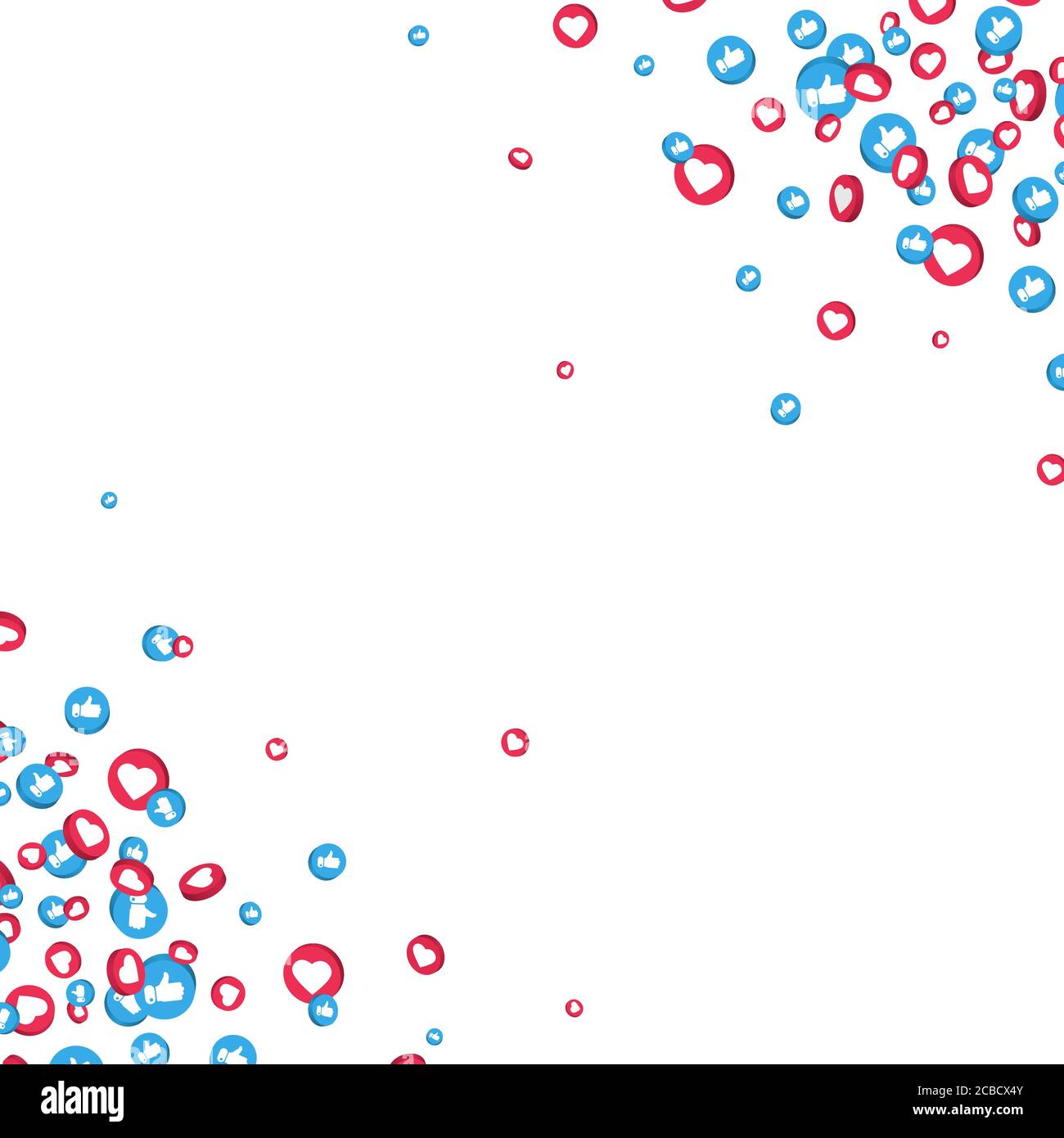Come e pollici su icone cornice su sfondo bianco. Elementi che cadono sui social media. Streaming live, chat video. simbolo del social network 3d. Contronotifica Illustrazione Vettoriale