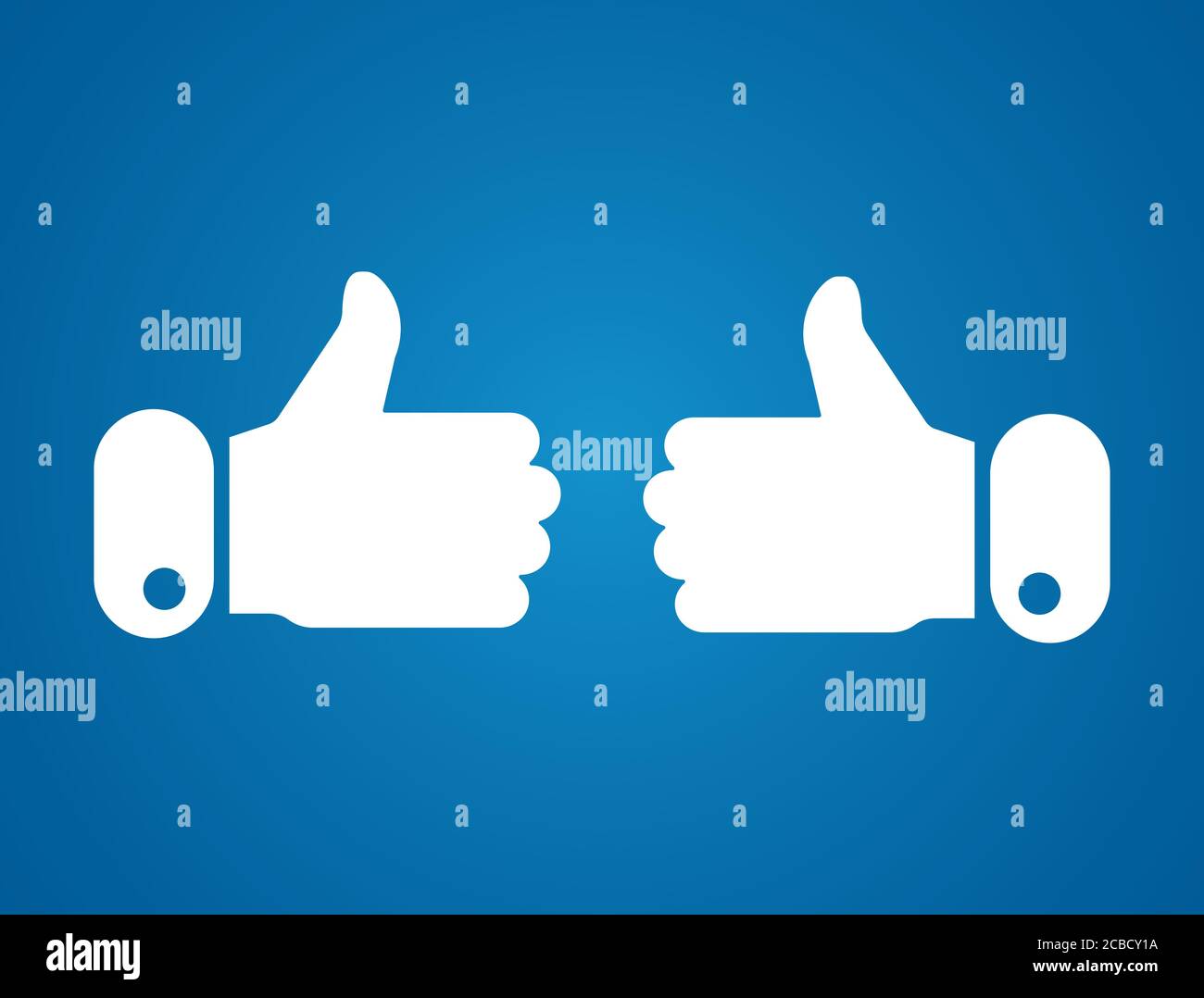 Icona pollici su sfondo blu. Simbolo simile. Blog e messaggistica online, servizi di social networking. Icona di notifica del contatore. Social media Illustrazione Vettoriale