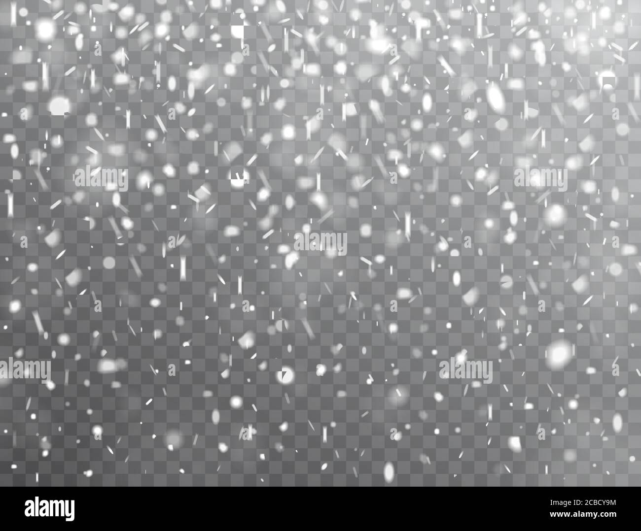 Neve di fondo. Neve in caduta realistica. Design invernale con neve su sfondo trasparente. Tempesta di gelo, effetto nevoso. Sfondo di Natale. Vettore Illustrazione Vettoriale