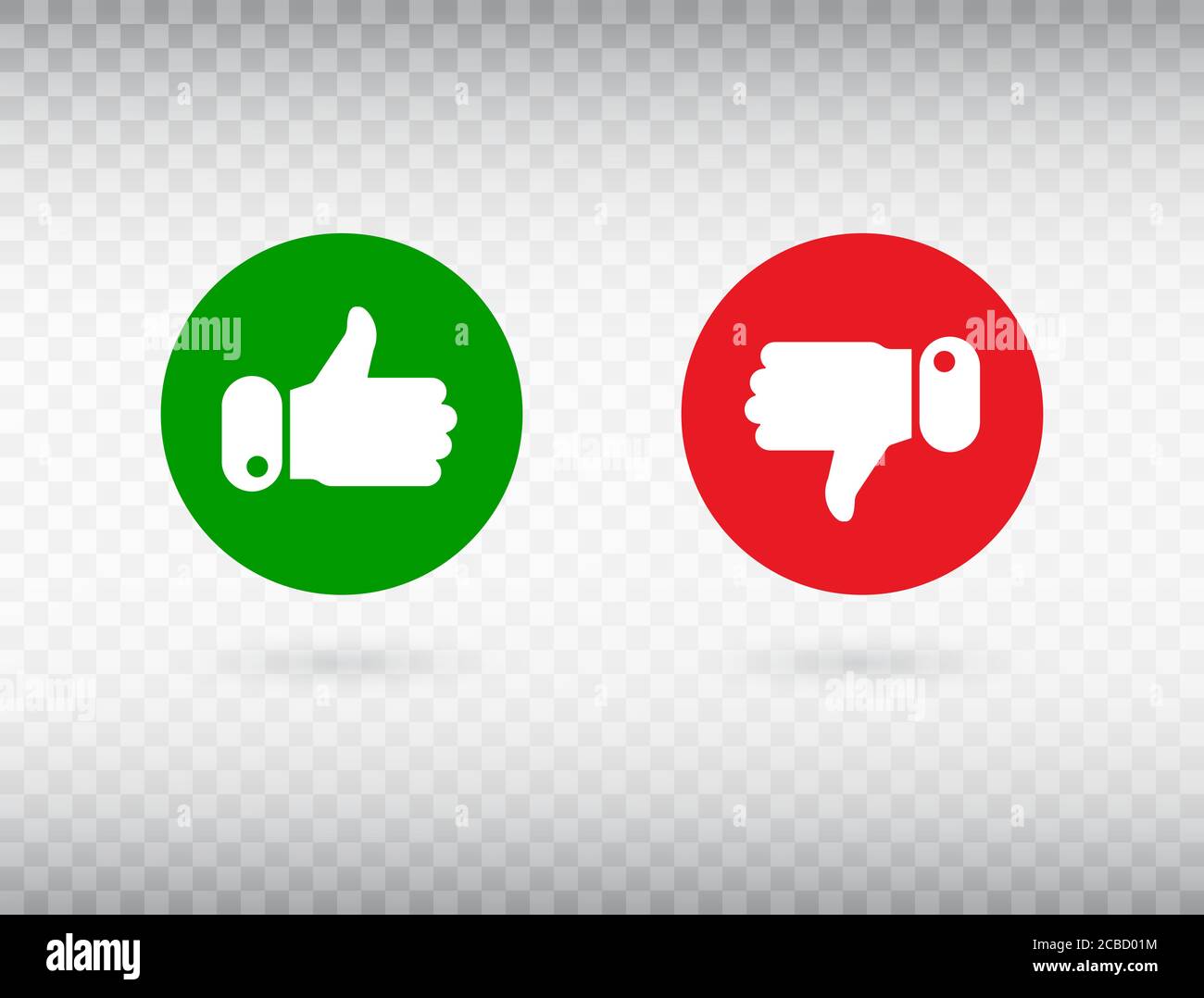 Pollici verso l'alto e pollici verso il basso simbolo isolato su sfondo trasparente. Concetto di feedback. Icona mi piace. Simbolo del social network. Logo di notifica del contatore Illustrazione Vettoriale