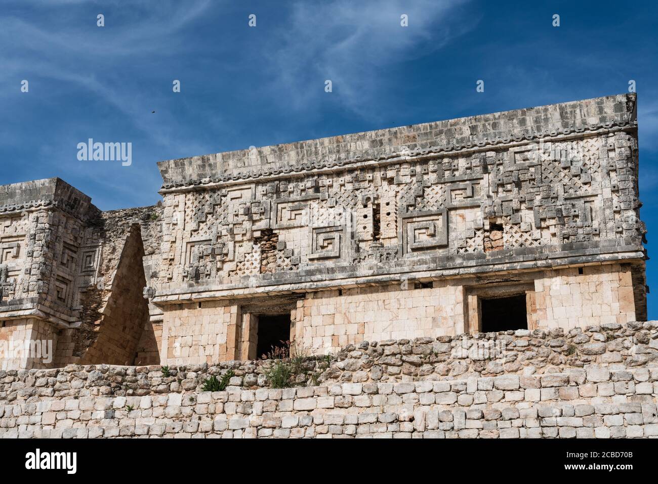 Il Palazzo dei Governatori nelle rovine della città Maya di Uxmal a Yucatan, Messico. Città pre-ispanica di Uxmal - un centro del patrimonio mondiale dell'UNESCO. Foto Stock