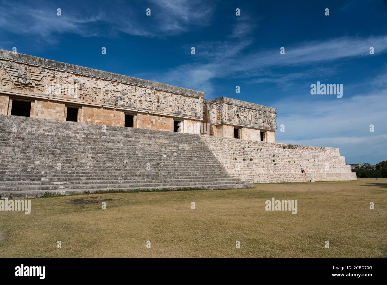 Il Palazzo dei Governatori nelle rovine della città Maya di Uxmal a Yucatan, Messico. Città pre-ispanica di Uxmal - un centro del patrimonio mondiale dell'UNESCO. Foto Stock