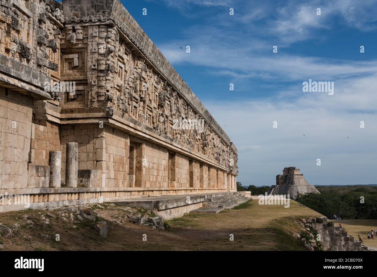 Il Palazzo dei Governatori nelle rovine della città Maya di Uxmal a Yucatan, Messico. Città pre-ispanica di Uxmal - un centro del patrimonio mondiale dell'UNESCO. Foto Stock