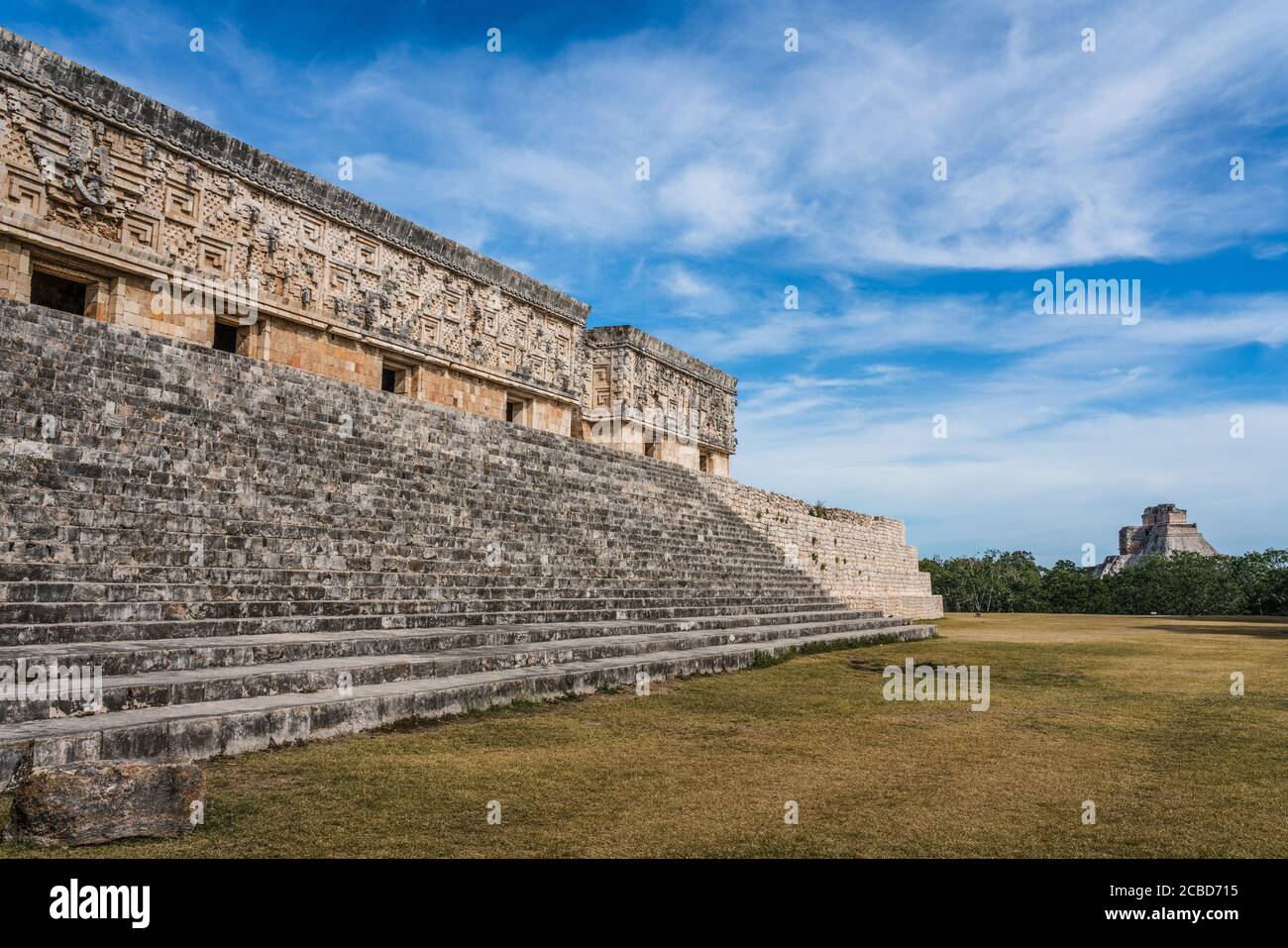 Il Palazzo dei Governatori nelle rovine della città Maya di Uxmal a Yucatan, Messico. Città pre-ispanica di Uxmal - un centro del patrimonio mondiale dell'UNESCO. Foto Stock