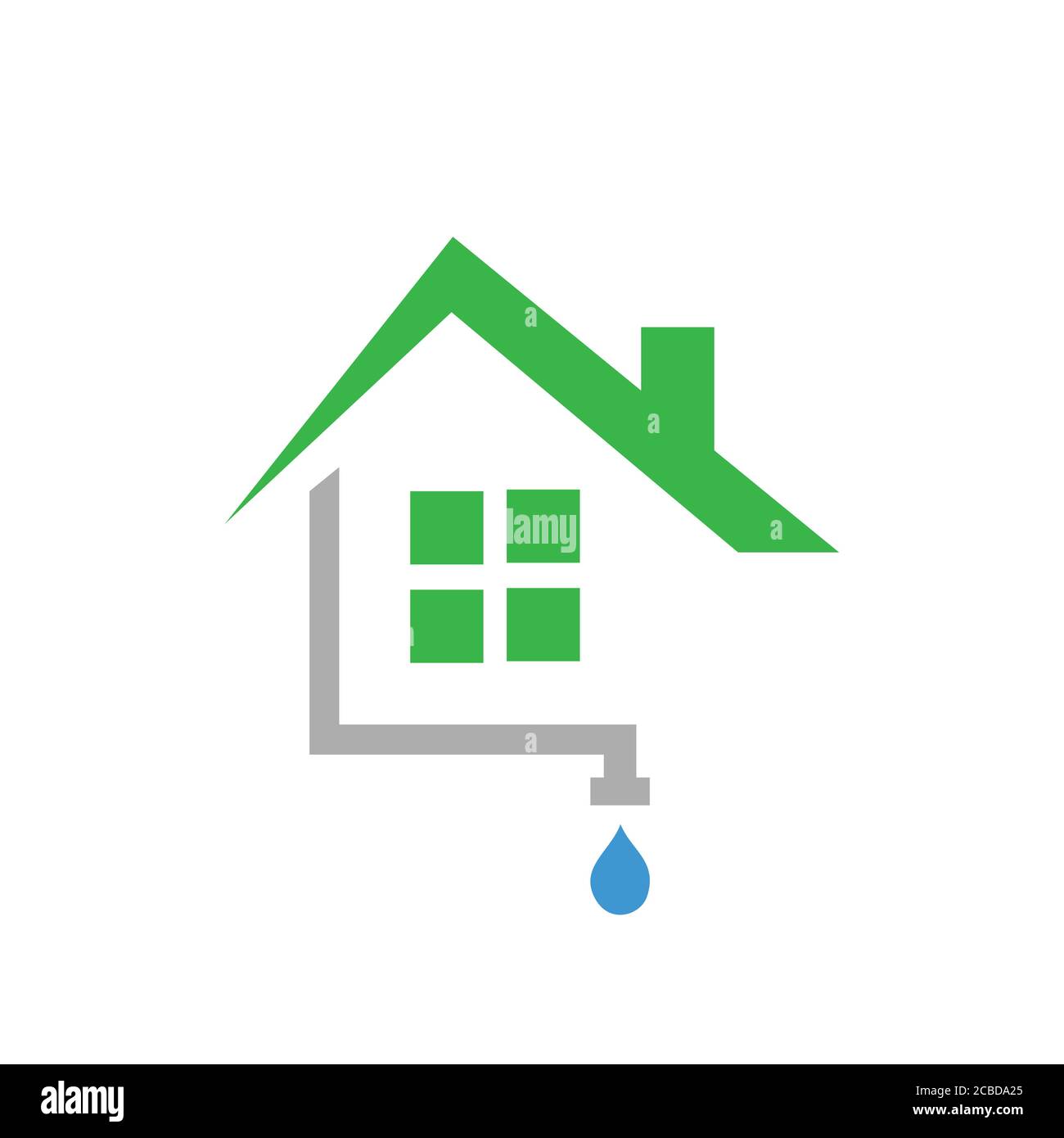 disegno del logo del grondaia del tetto della casa. illustrazioni del modello vettoriale di installazione del tubo della casa Illustrazione Vettoriale