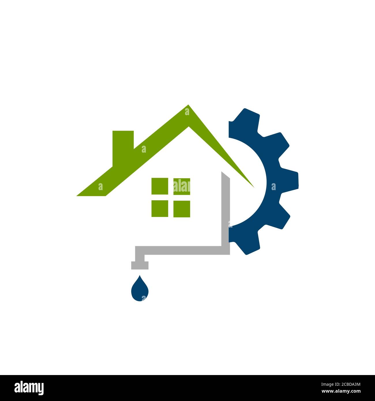 disegno del logo del grondaia del tetto della casa. illustrazioni del modello vettoriale di installazione del tubo della casa Illustrazione Vettoriale