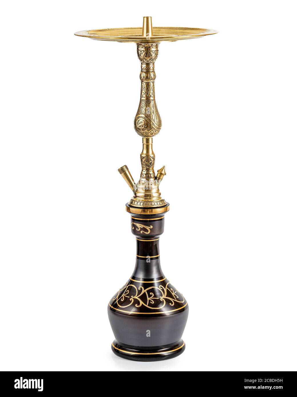 Tubo dell'acqua inciso a mano isolato o hookah. Foto Stock