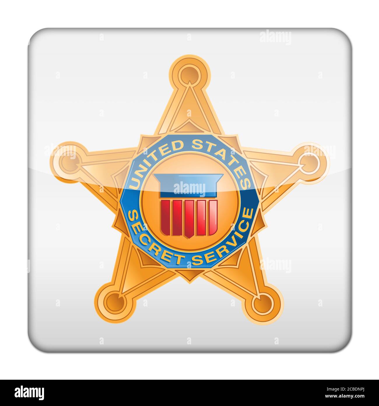 Negli Stati Uniti il servizio segreto icona logo isolato pulsante app Foto Stock