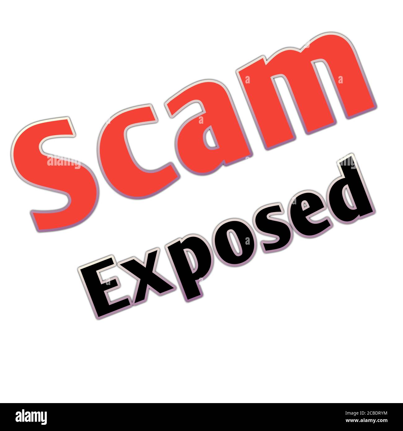 Immagine esposta a scansione. Immagine del testo "Cam Exposed" (camma esposta). Rendering scam esposto. Rendering del testo ' Scam Exposed'. Foto Stock