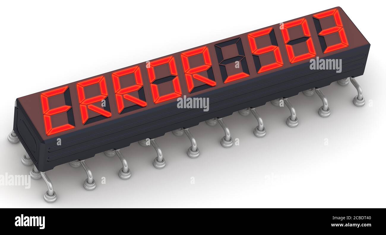 Messaggio di ERRORE rosso 503 (manutenzione non disponibile) sul display elettronico. Isolato su una superficie bianca Foto Stock