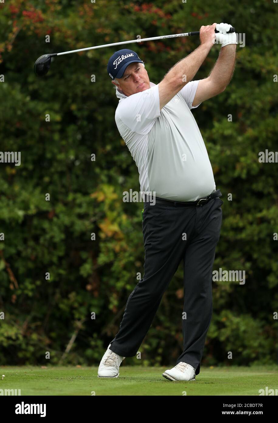 Stephen Dodd, nel Galles, si tee il 4° giorno del Celtic Classic al Celtic Manor Resort. Foto Stock