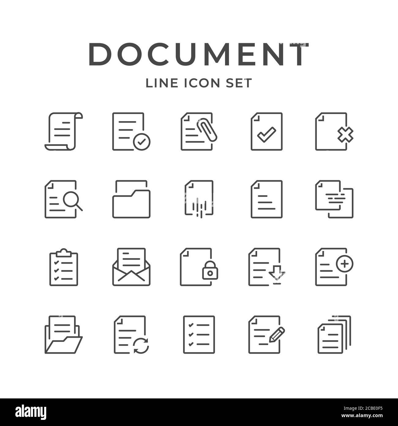 Set di icone della riga del documento. Tratto modificabile. 48x48 pixel Perfect Foto Stock