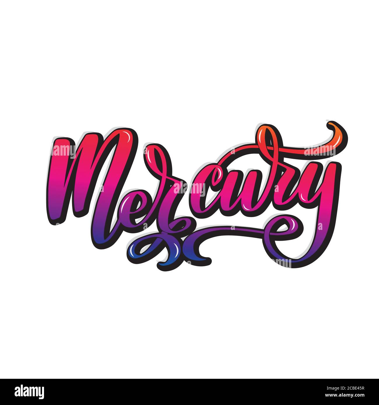 Mercurio. Scritte ispiratrici scritte a mano isolate su sfondo bianco. Illustrazione Vettoriale
