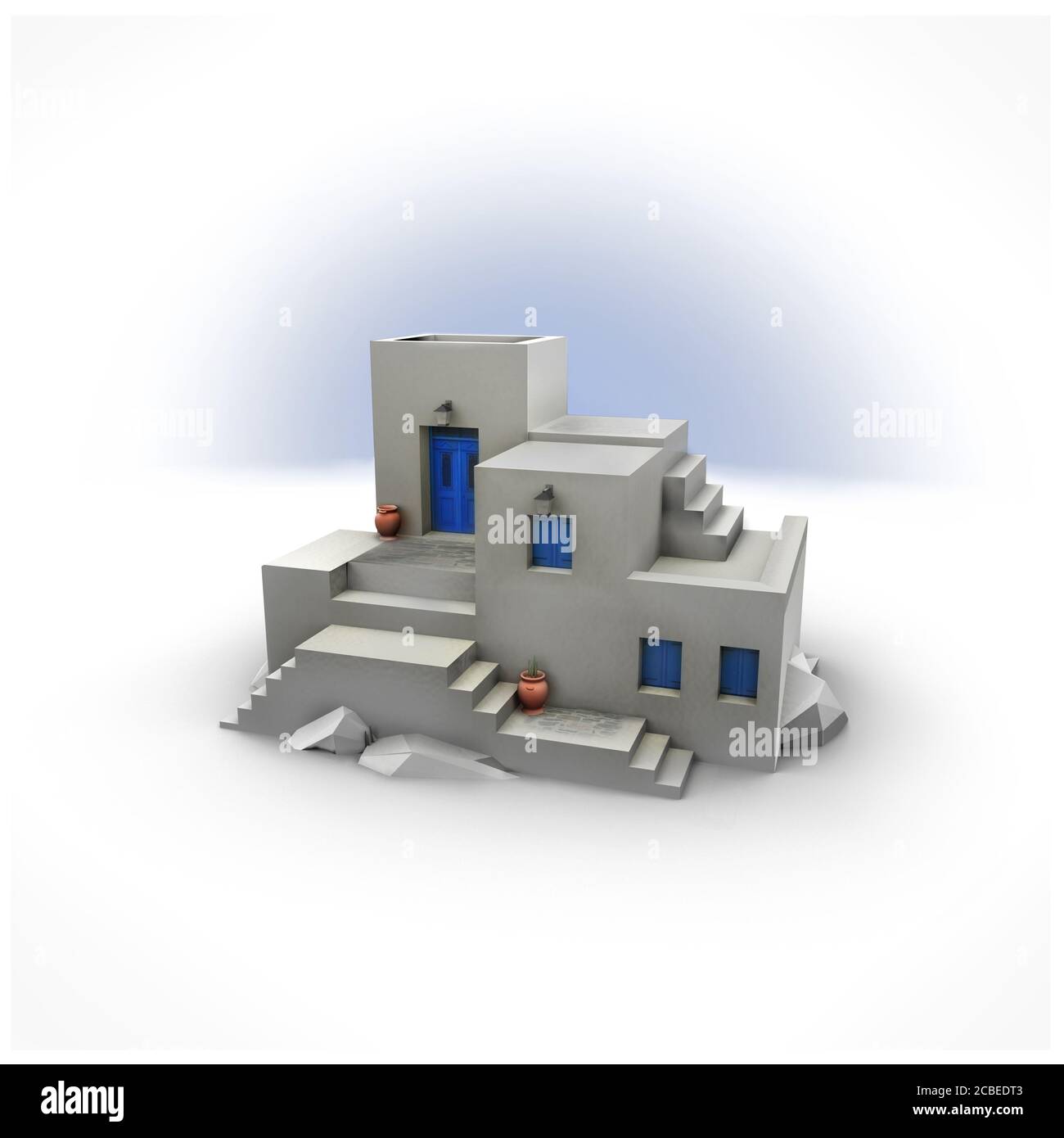 rappresentazione 3d di un edificio su sfondo bianco Foto Stock