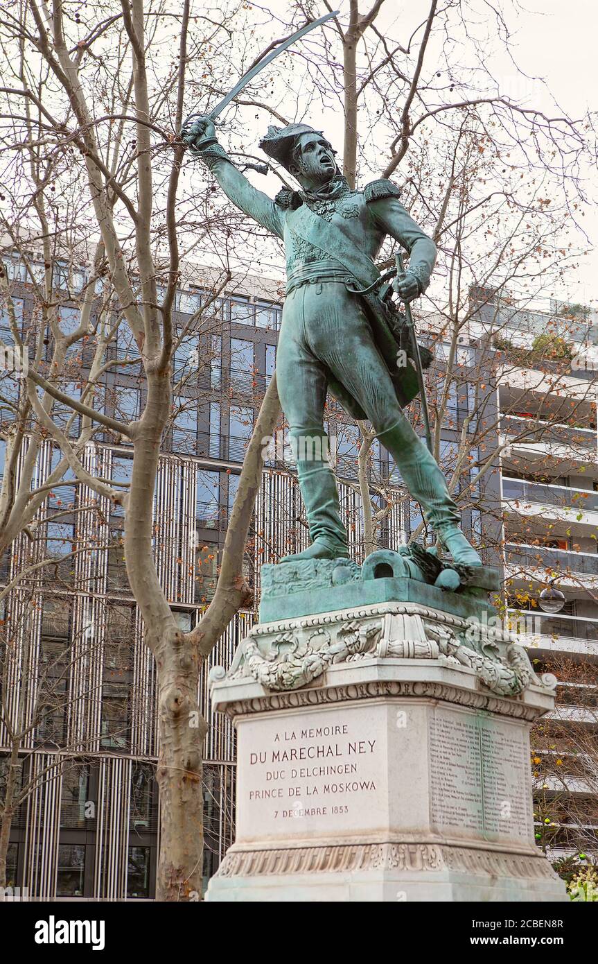 Comandante militare francese Michel Ney . Statua di Marechal Ney a Parigi Foto Stock