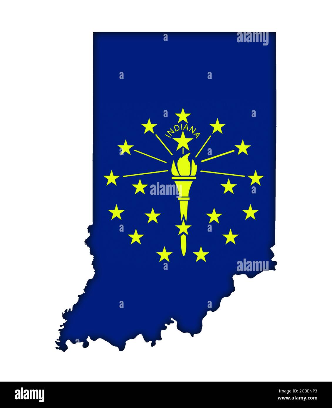 Indiana bandiera banner mappa icona stato logo America Foto Stock