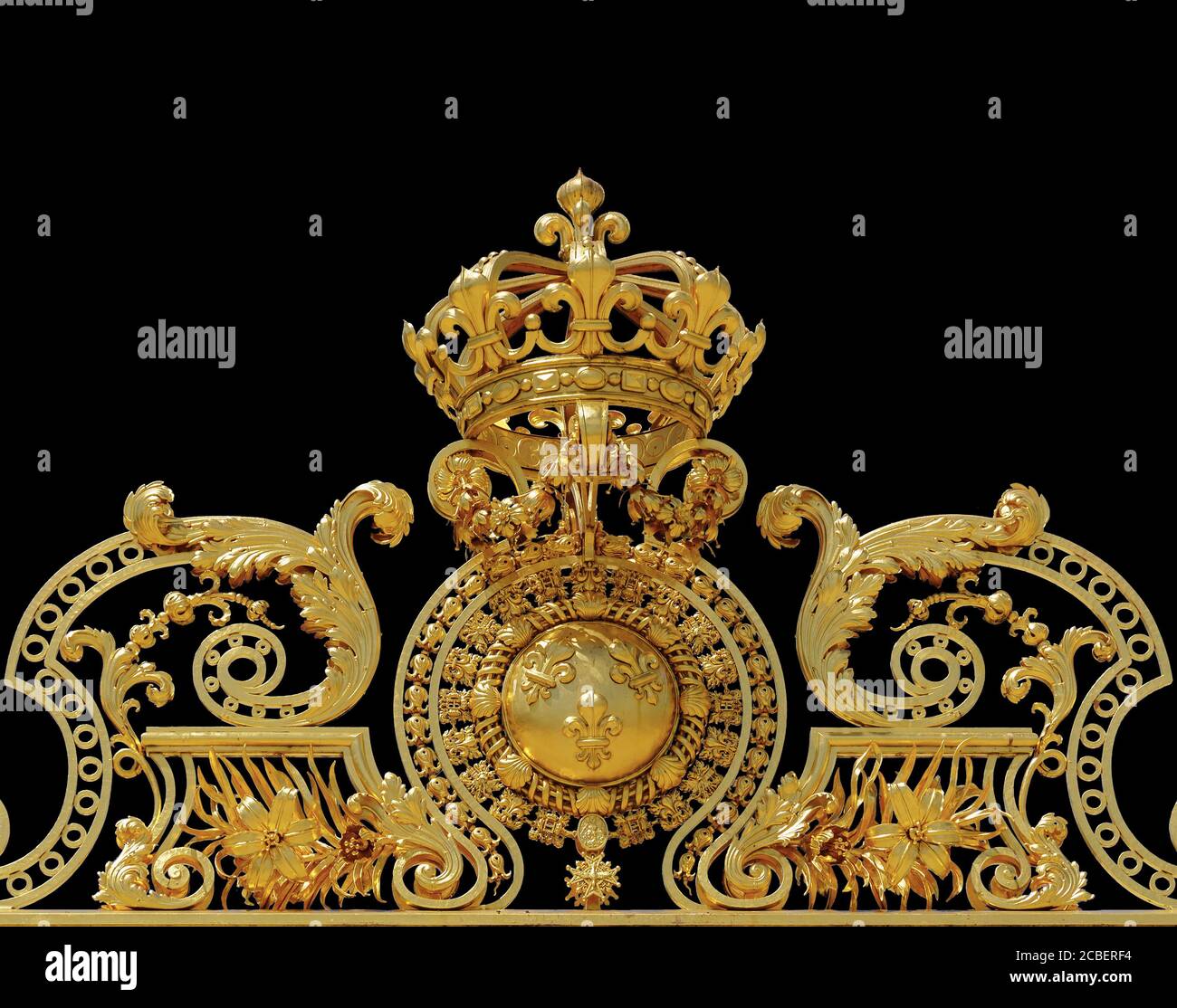 Isolata porta d'oro di Chateau de Versailles - Versailles, Francia Foto Stock