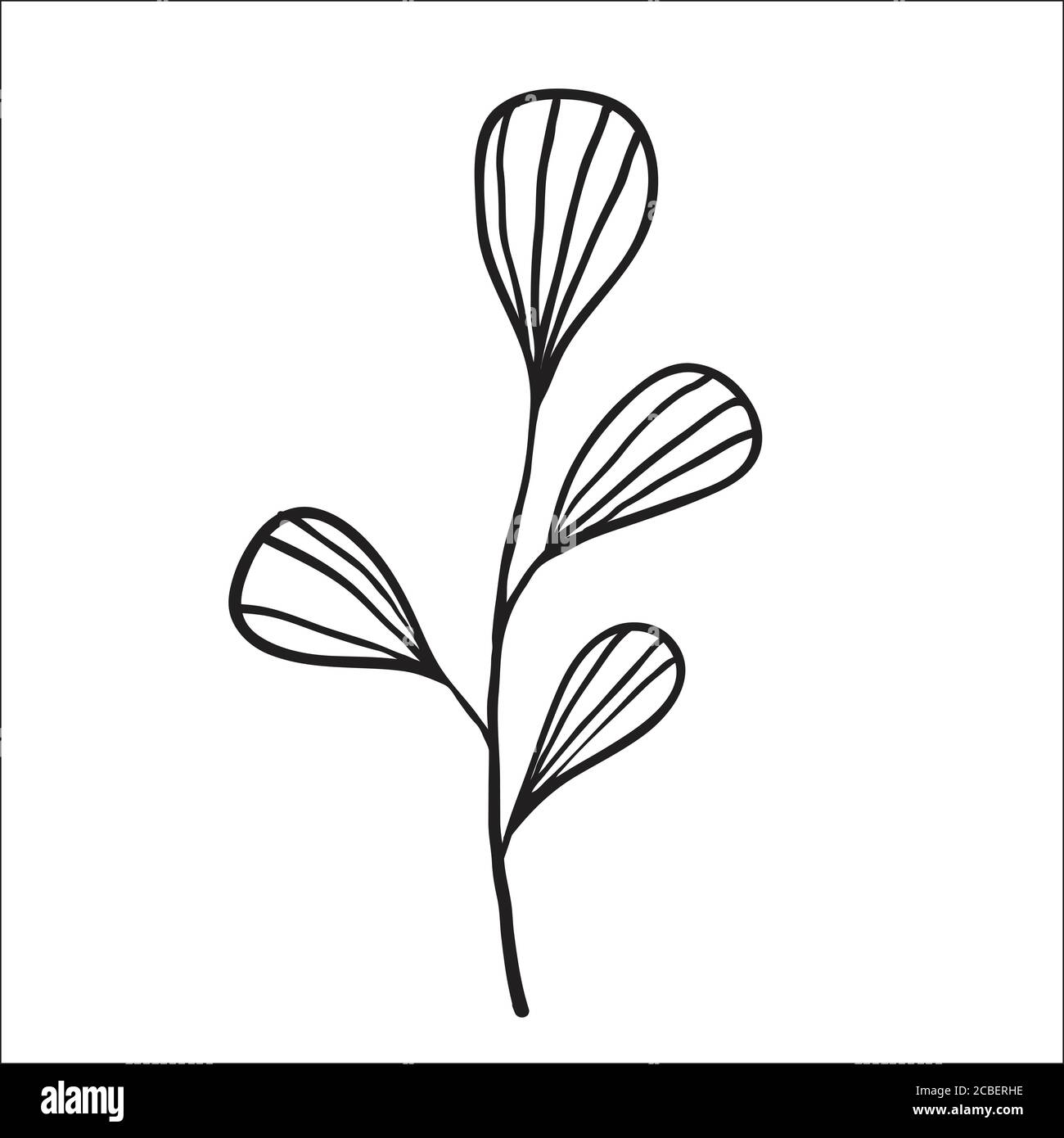 Schizzo in bianco e nero linea della pianta su sfondo bianco Illustrazione Vettoriale