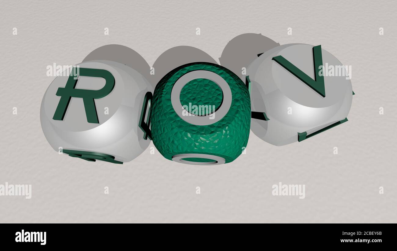 croci di rov disposti da lettere cubiche su un pavimento a specchio, significato concettuale e presentazione. Illustrazione 3D Foto Stock