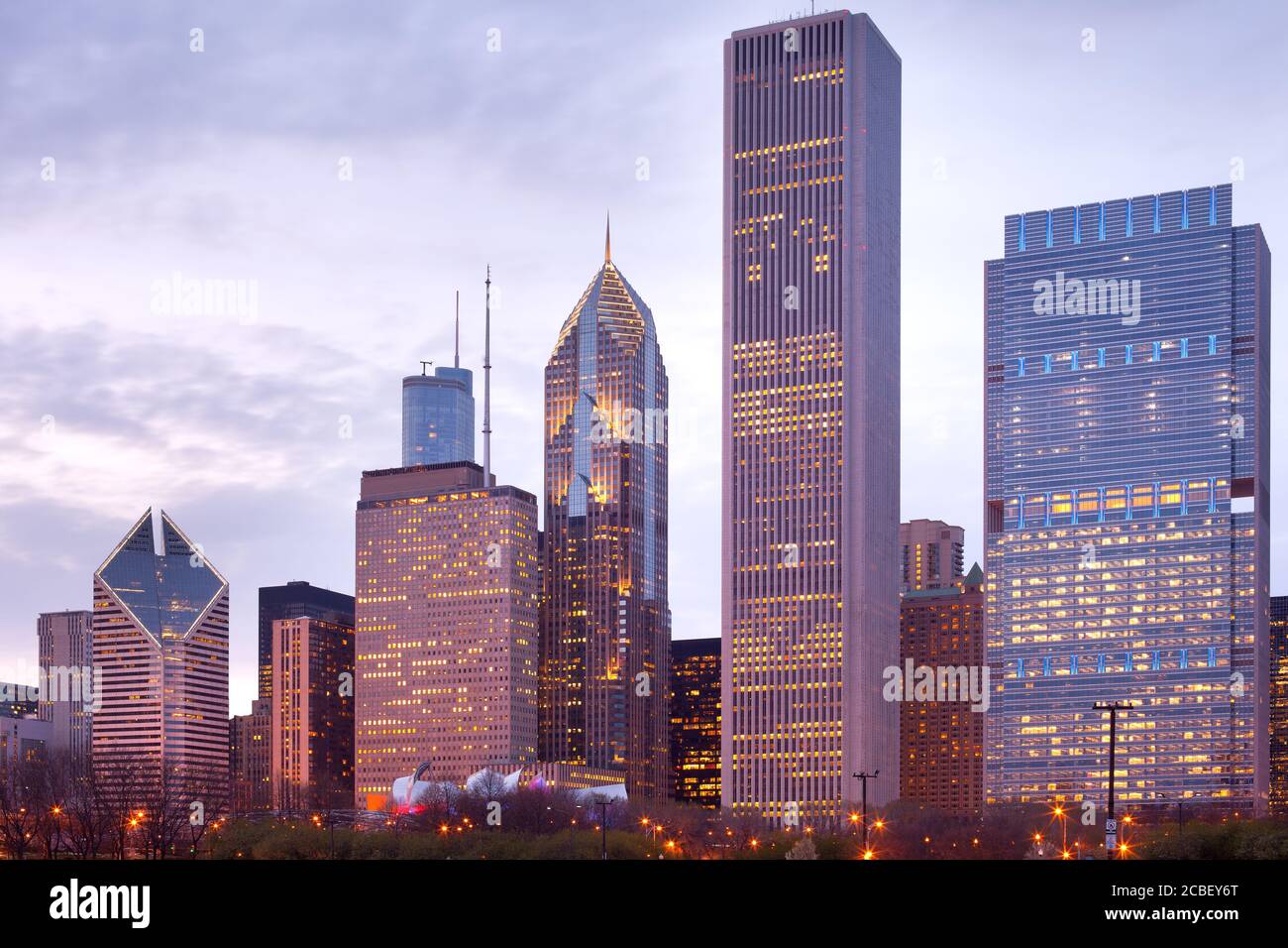 Downtown skyline della città di Chicago, Illinois, Stati Uniti d'America Foto Stock