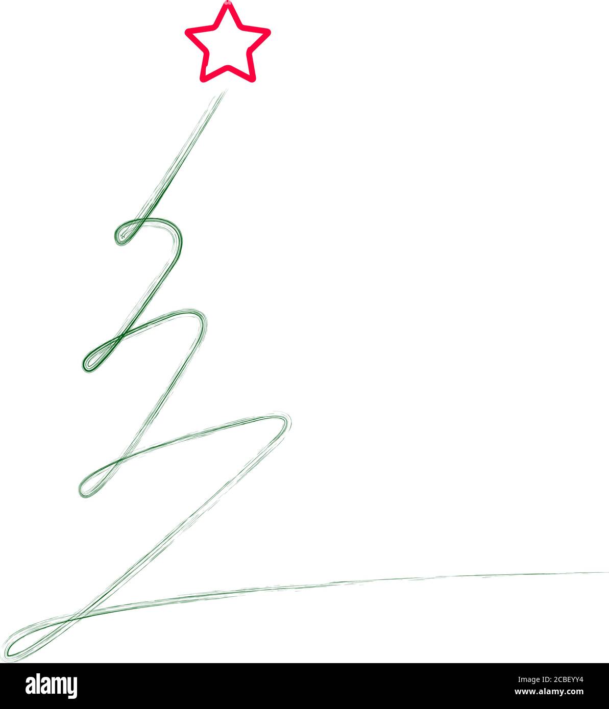 albero di natale astratto, decorazione xmas, isolato su bianco, vettore di linea arte Illustrazione Vettoriale