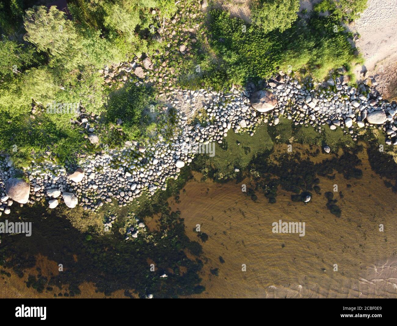 costa selvaggia del golfo di finlandia in estate foto aerea del giorno di sole Foto Stock