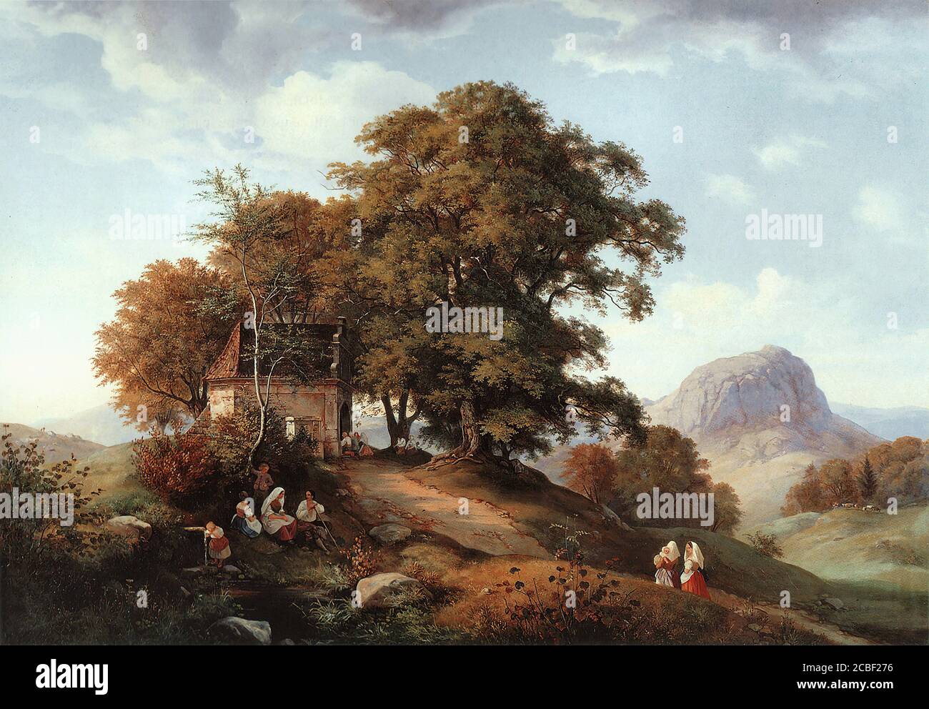 Oehme Ernst Ferdinand - un pomeriggio d'autunno vicino a Bilin Boemia - Scuola tedesca - XIX e inizio XX secolo Foto Stock