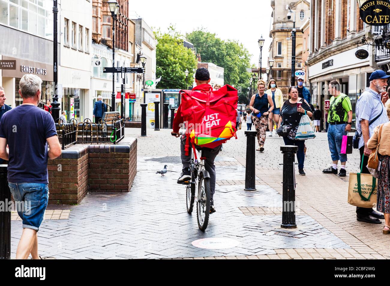 Just Eat Servizio di consegna, Just Eat, Just Eat consegna, Just Eat Cyclist, Just Eat app, consegna, Just Eat, Lincoln City, Lincolnshire, Regno Unito, Inghilterra Foto Stock
