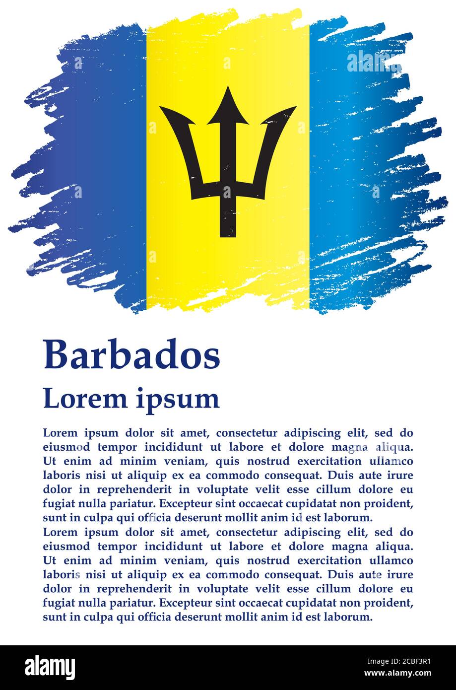 Bandiera delle Barbados, Barbados. Modello per il design del premio, un documento ufficiale con la bandiera delle Barbados. Illustrazione vettoriale luminosa e colorata. Illustrazione Vettoriale