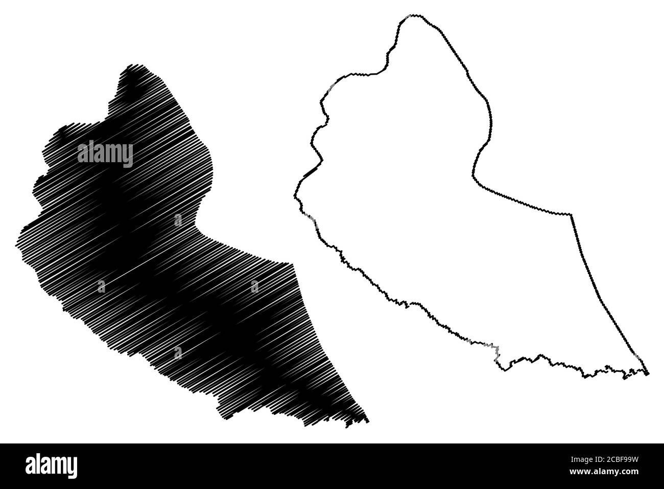 Ribeira Grande de Santiago comune (Repubblica di Cabo Verde, concelhos, Capo Verde, isola di Santiago, arcipelago) mappa vettoriale illustrazione, scribbl Illustrazione Vettoriale