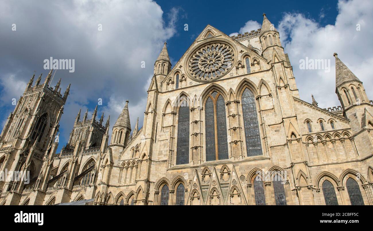 The Rose Window, York Minster nella città di York, Yorkshire, Inghilterra. Foto Stock