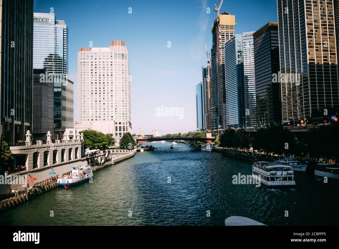 Vista del ponte William P. Fahey a Chicago Foto Stock