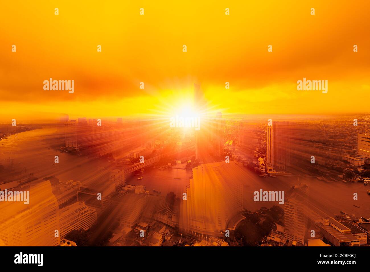 la bomba di esplosione della città lascia la costruzione devastata simulazione grafica progettazione concettuale Foto Stock