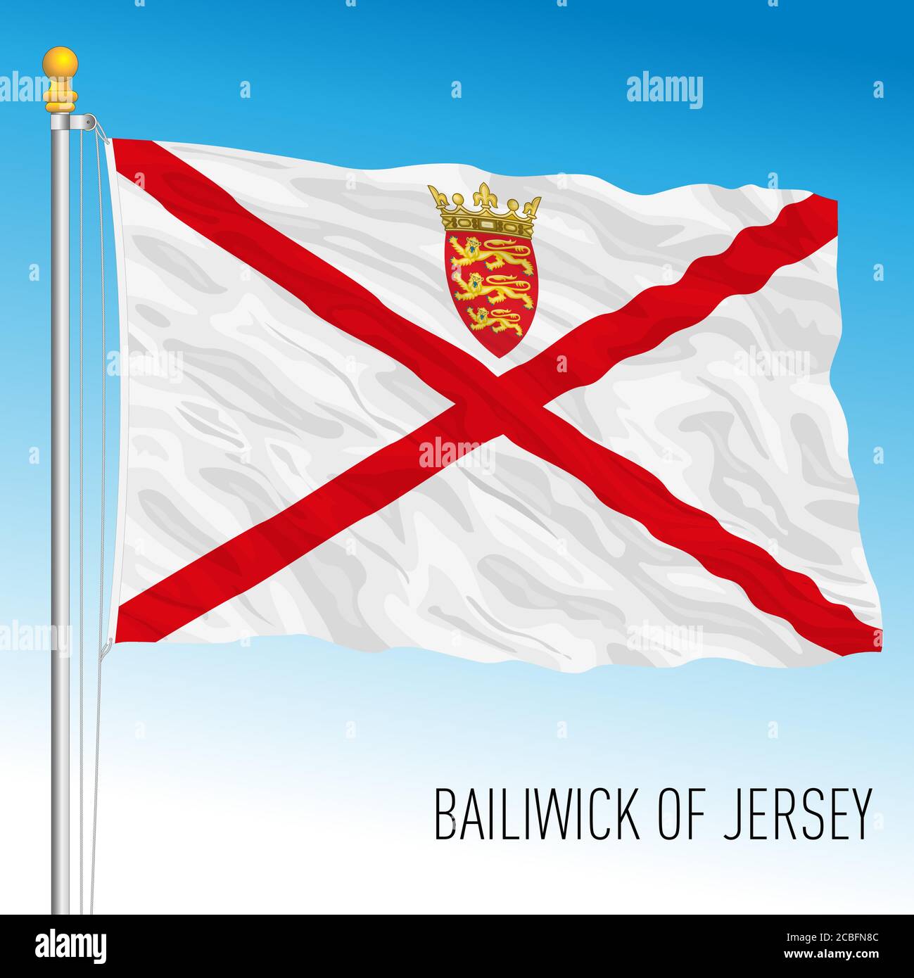 Bailiwick of Jersey bandiera nazionale ufficiale, paese europeo, Regno Unito, illustrazione vettoriale Illustrazione Vettoriale