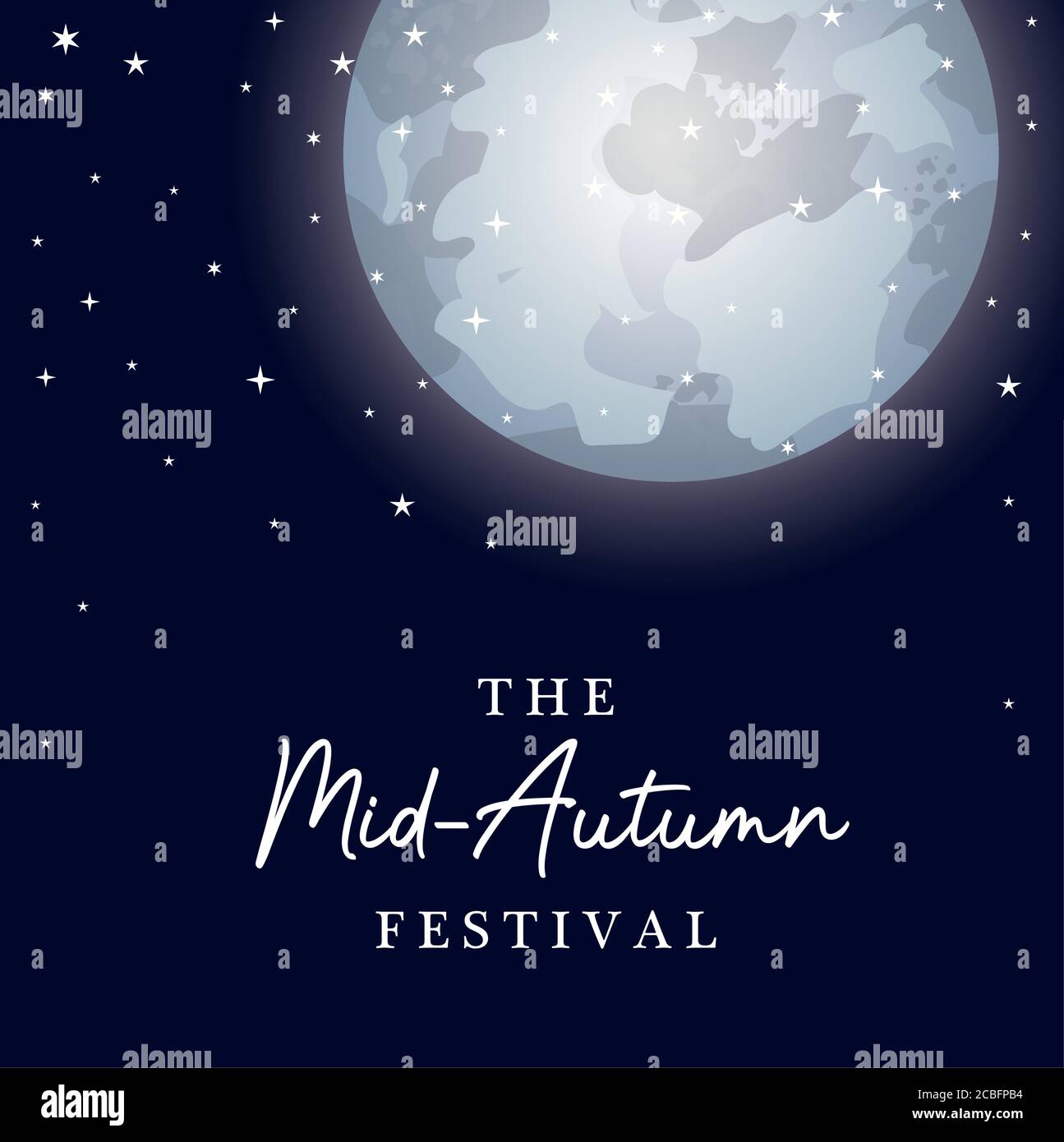 Festa della luna raccolto a metà autunno con disegno delle stelle, cinese orientale e tema di celebrazione illustrazione vettoriale Illustrazione Vettoriale