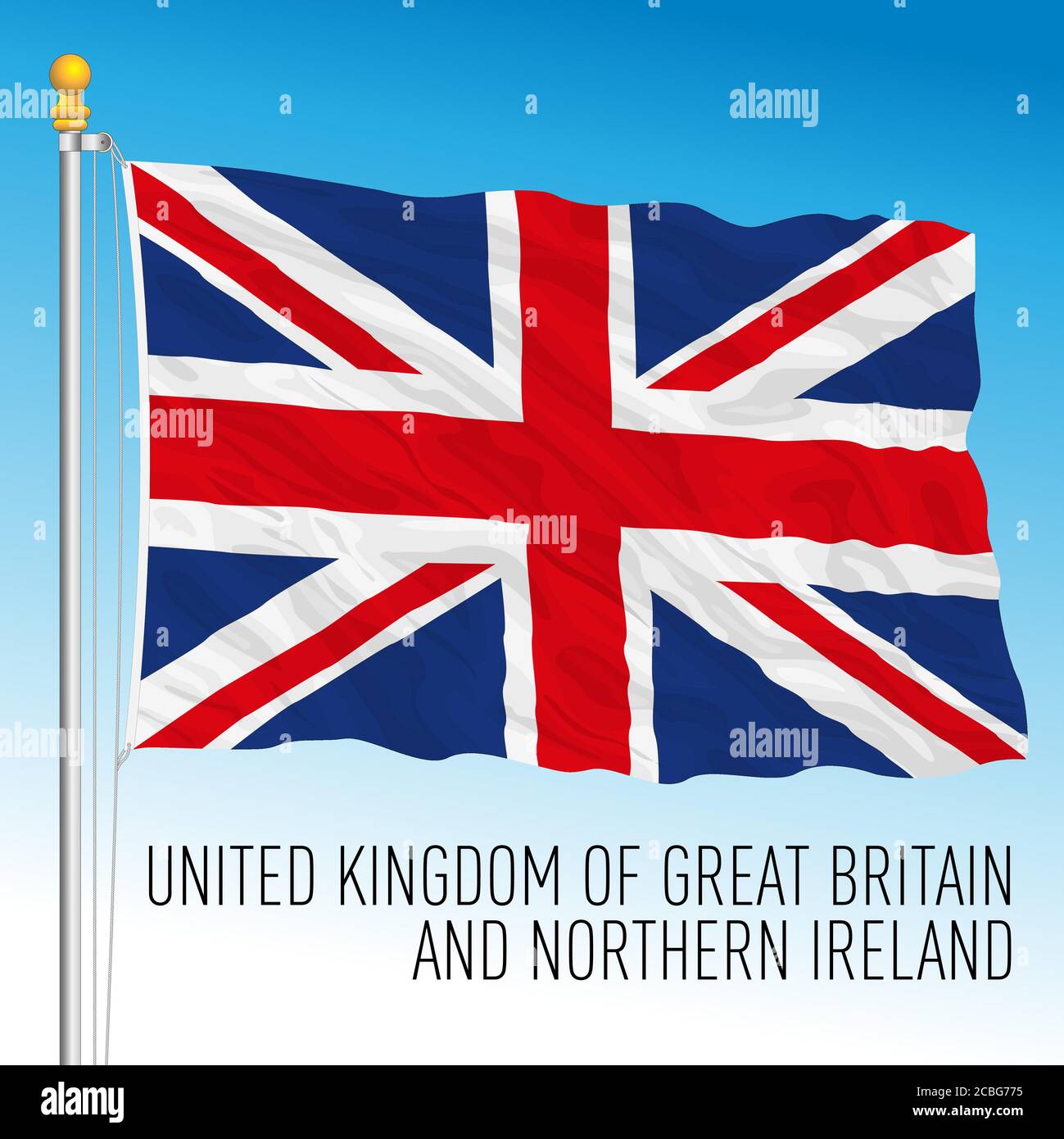 Bandiera nazionale ufficiale del Regno Unito, paese europeo, illustrazione vettoriale Illustrazione Vettoriale