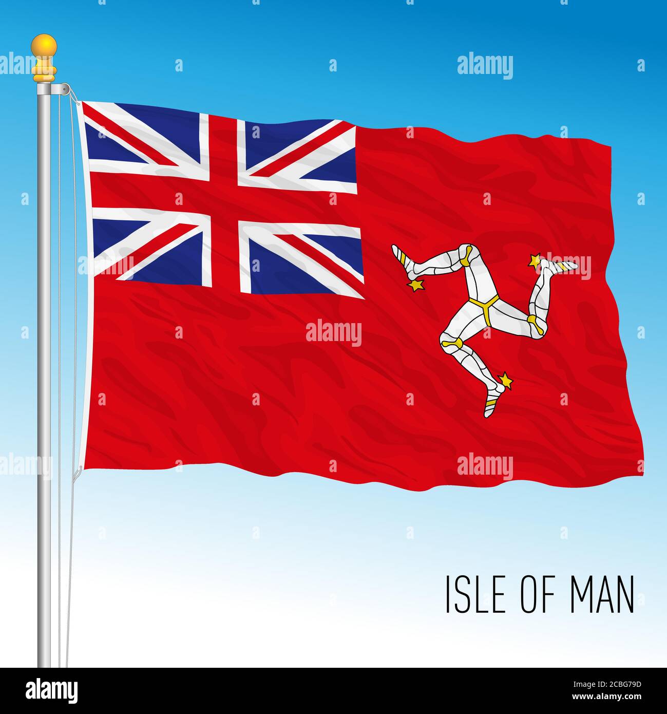 Bandiera civile ufficiale dell'isola di Man, Regno Unito, illustrazione vettoriale Illustrazione Vettoriale