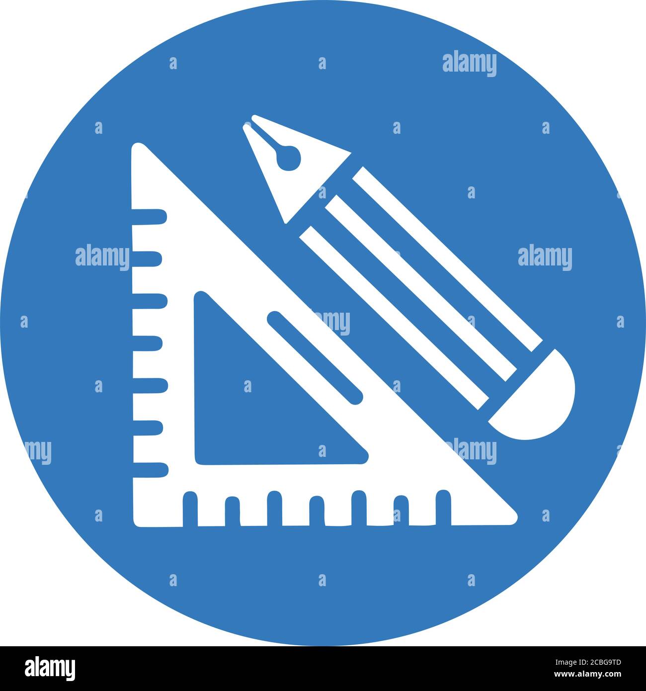 Strumenti di disegno icona, formazione, geometria attrezzatura isolata su sfondo bianco. Semplice illustrazione vettoriale per grafica e web design. Illustrazione Vettoriale